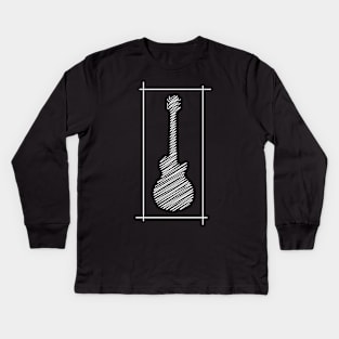 Guitar Scribbled Art 1 (Dark B/G) Kids Long Sleeve T-Shirt